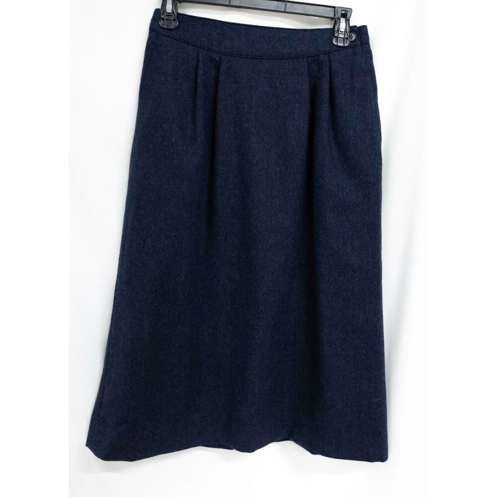Jones New York Vintage Classic Retro Navy 100% Pure Wool Midi Skirt 10 Flawed